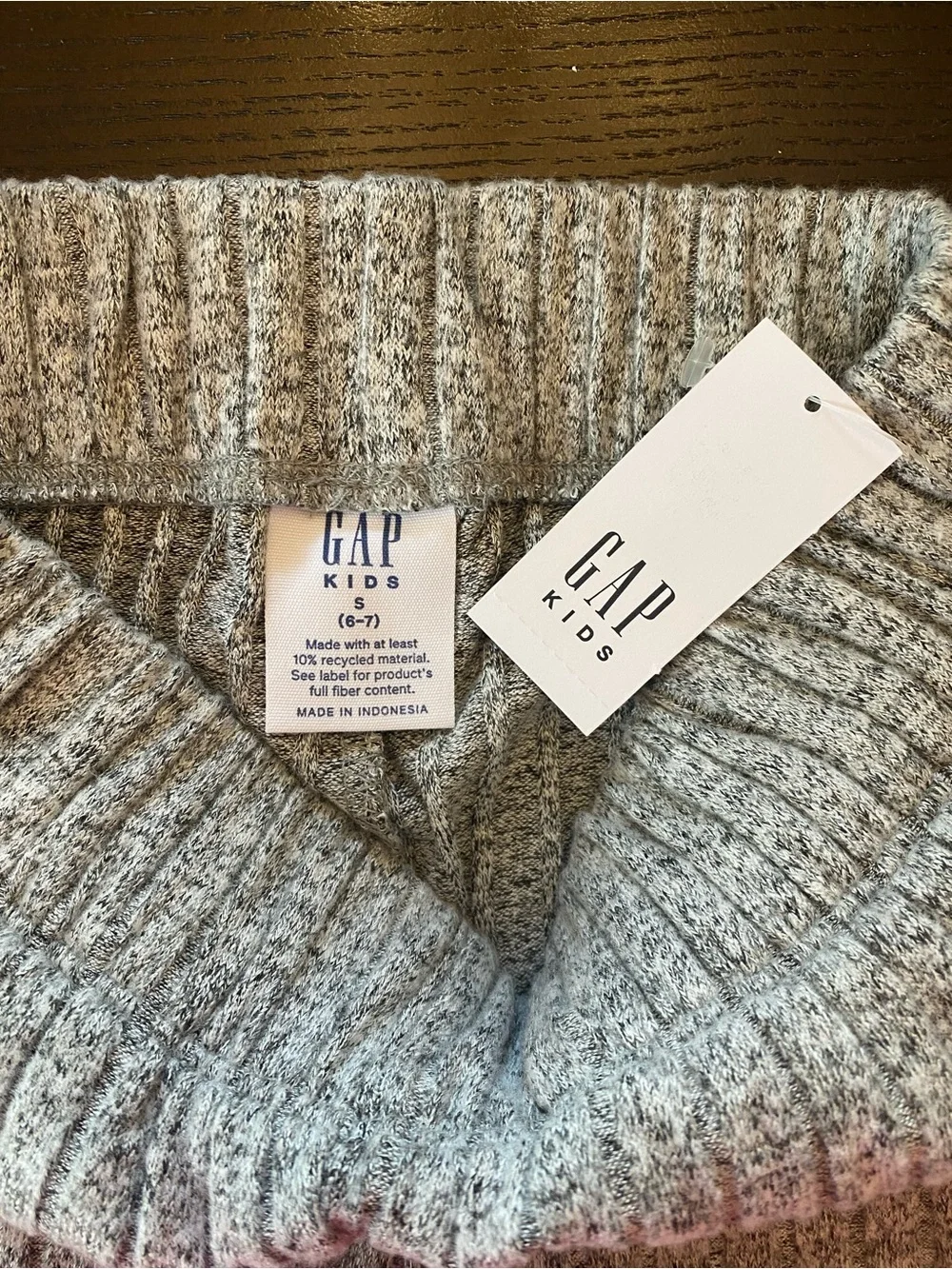 NWT GAP Kids Girls Light Heather Gray Ribbed Wide-Leg Pants - soft - size 6-7